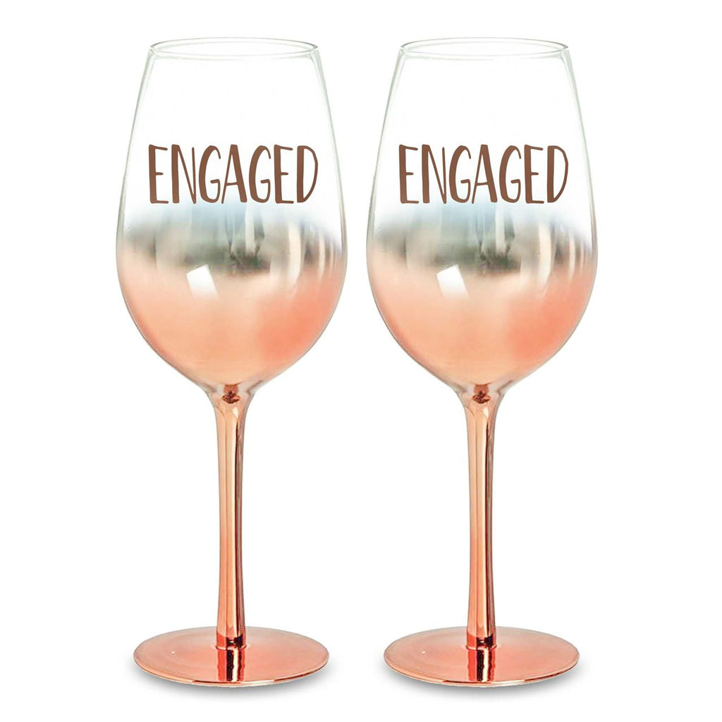 Engagement Rose Gold Ombre Wine Set