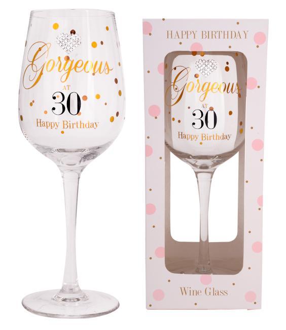 Mad Dots 30th Wine Glass
