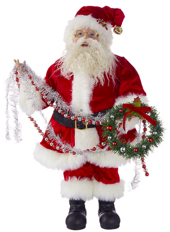 26" Santa  With Wreath And Garland