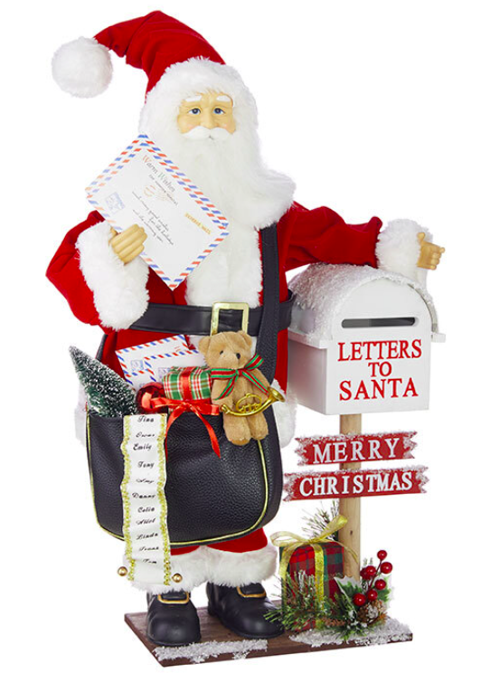 RAZ Destination Christmas - 63.5cm/25" Santa With Mailbox
