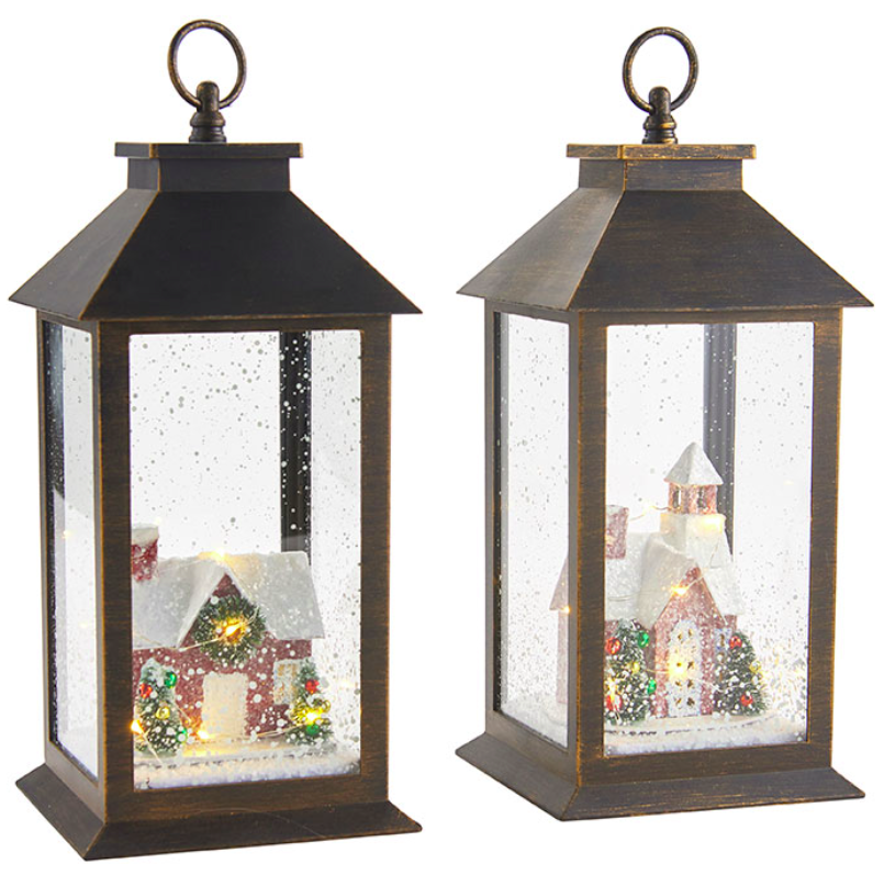12" Lantern With Lighted House
