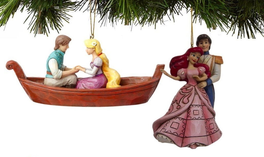 Jim Shore Disney Traditions - Christmas - Tangled & Little Mermaid Hanging Ornaments (Set of 2 Designs)