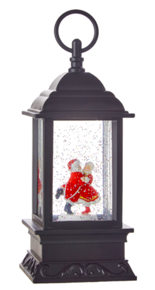 9.5" Dancing Santa And Mrs. Claus Animated Musical Lighted Water Lantern