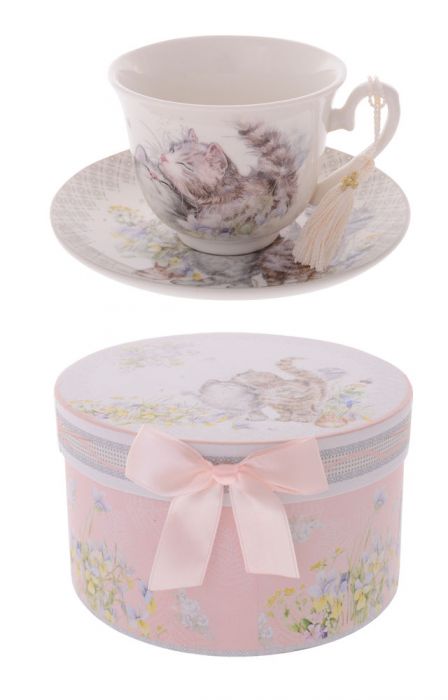 Cute Kittens Cup & Saucer/ Mug, Spoon and Coaster Sets