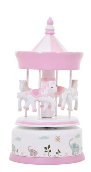 Wooden Carousel Pink Lge