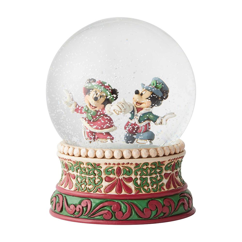 Jim Shore Disney Traditions - Christmas - Mickey & Minnie Victorian Splendid Skaters Waterball