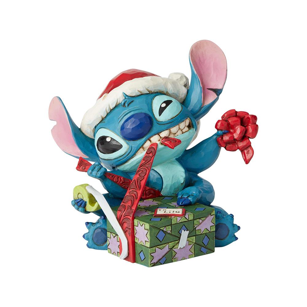 Jim Shore Disney Traditions - Christmas - Stitch With Santa Hat - Bad Wrap