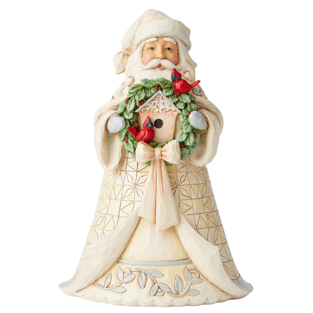 Heartwood Creek - 18cm/7" Santa With Cardinals White Woodland, Christmas Calls Us Home