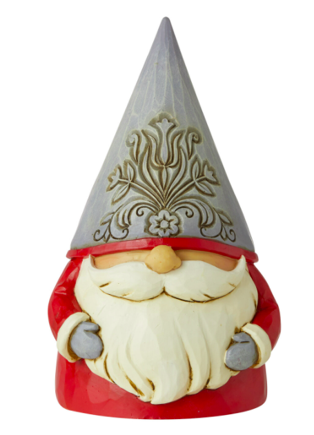 (Pre Order) Heartwood Creek - 13cm/5.1" Grey Floral Hat Gnome Nordic Noel, Jolly Jultomten