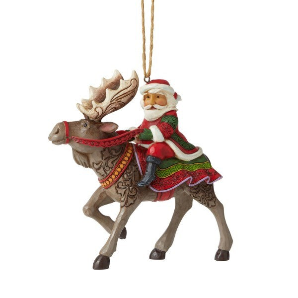 JIM SHORE HEARTWOOD CREEK - SANTA RIDING MOOSE HANGING ORNAMENT