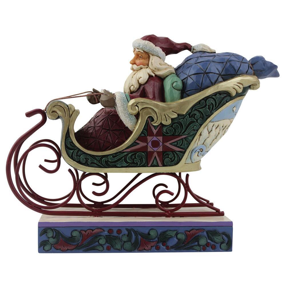 Heartwood Creek - 18cm Santa In Sleigh (LE) Victorian, Ready For A Journey Around TheWorld