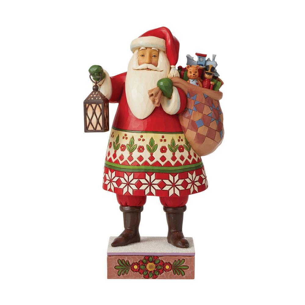 Heartwood Creek - 25.5cm Santa with Lantern and Toy Bag Santa, Believe In Christmas Magic