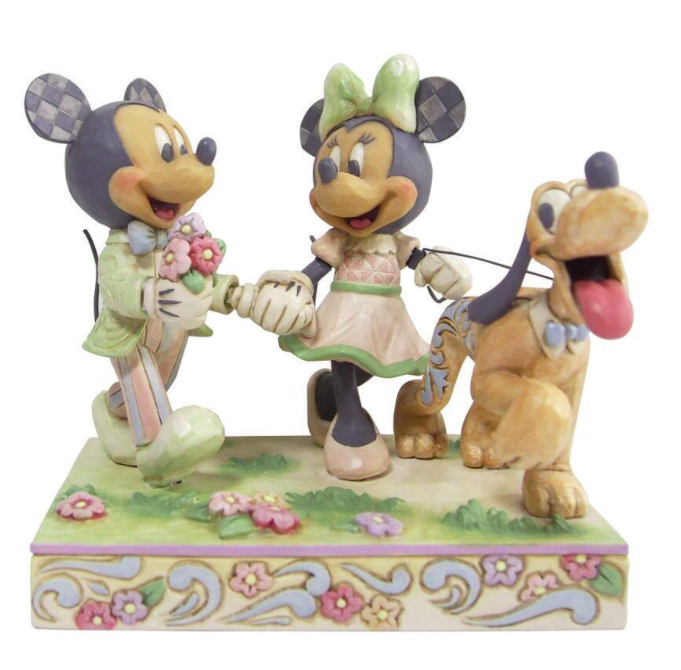 Jim Shore Disney Traditions White Woodland Mickey And Minnie Walking Pluto