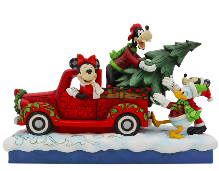 Jim Shore Disney Traditions Fab 4 With Red Truck And Tree