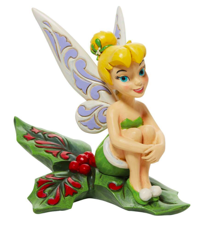 Jim Shore Disney Traditions Tinkerbell Siting On Holly