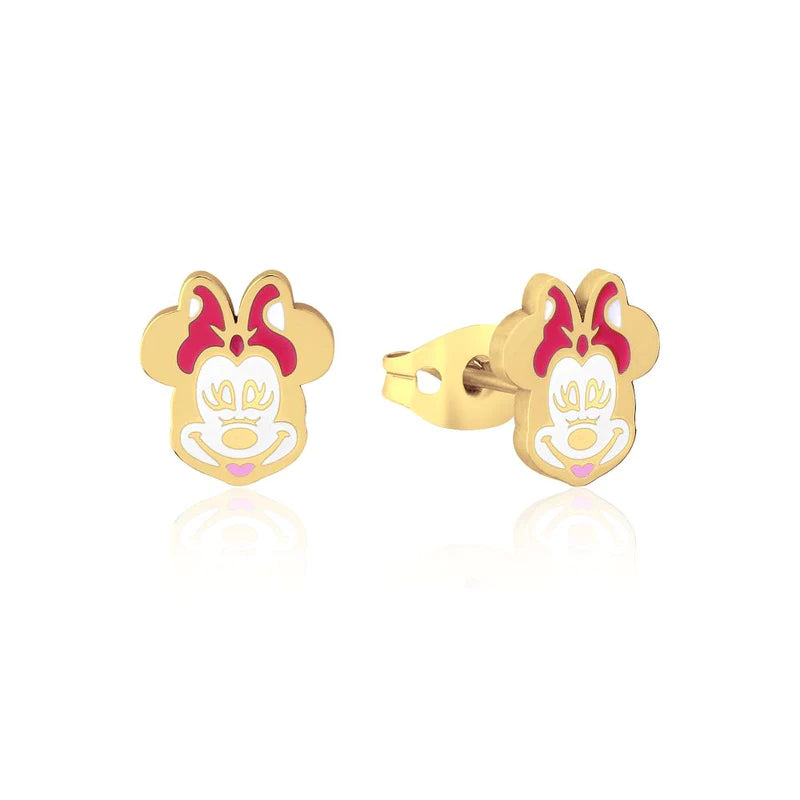 ECC Minnie Mouse Enamel Stud Earrings Gold