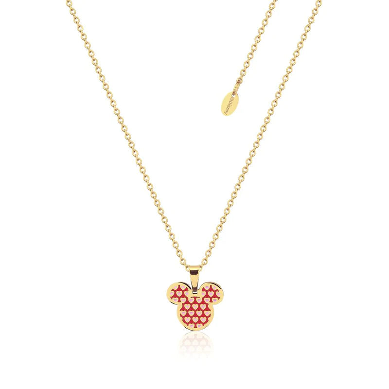 ECC Mickey Mouse Hearts Enamel Necklace Gold