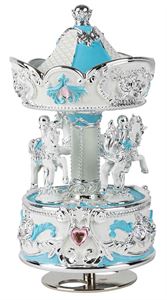 Blue and Silver Plate Horse Carousel