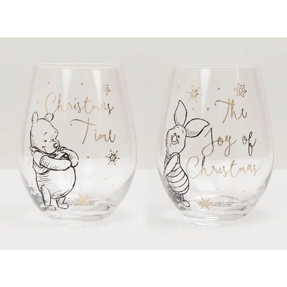 DISNEY COLLECTABLE GLASSES SET OF 2: WINNIE THE POOH & PIGLET