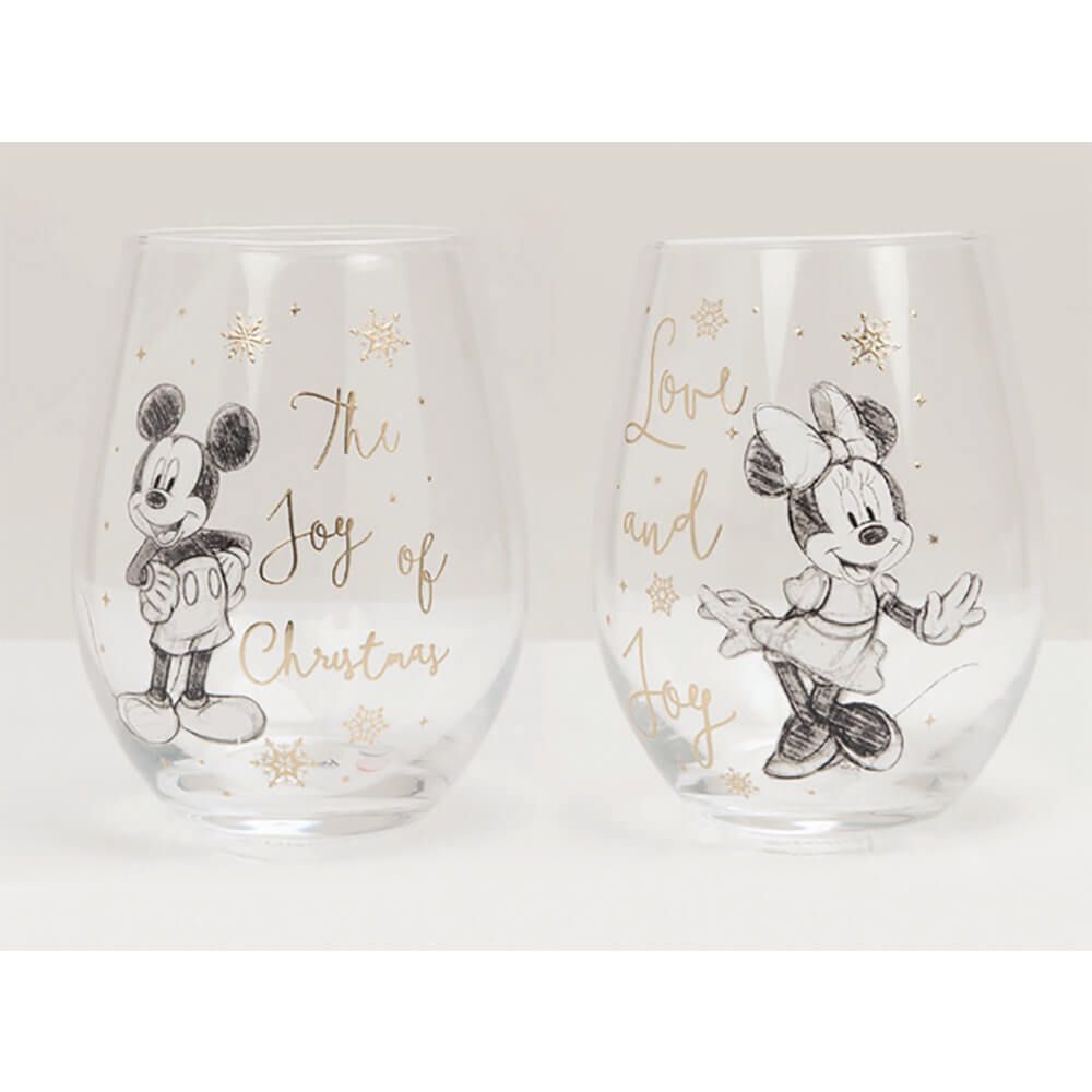 DISNEY COLLECTABLE GLASSES SET OF 2: Mickey and Minnie