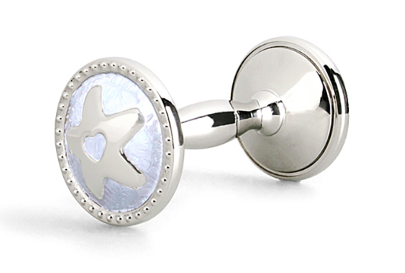 Whitehill Baby - Silver Plated Blue Star Dumbell Rattle