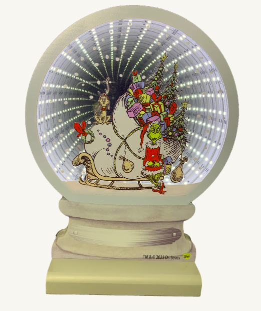 Dr Seuss Grinch And The Sleigh Infinity Snow Globe