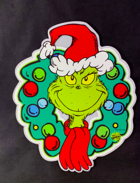 Dr Seuss Grinch Wreath Acrylic Indoor Sign