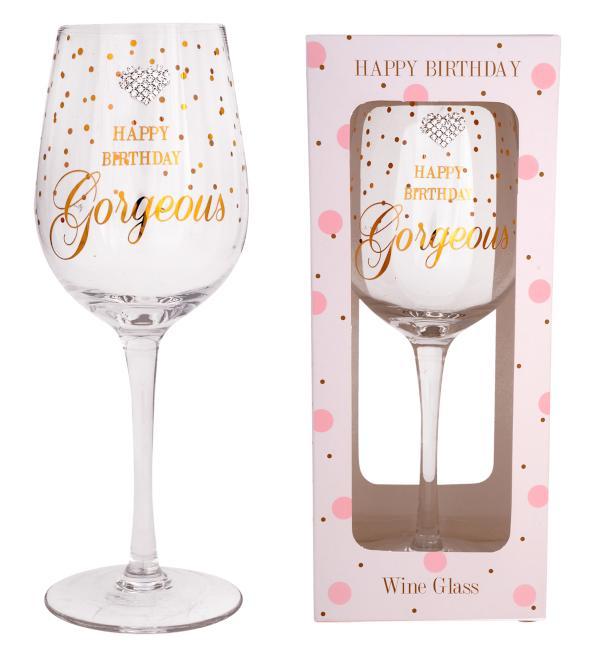 Mad Dots Happy Birthday Gorgeous Wine Glass