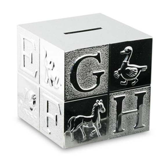 Silverplated Cube Money Box