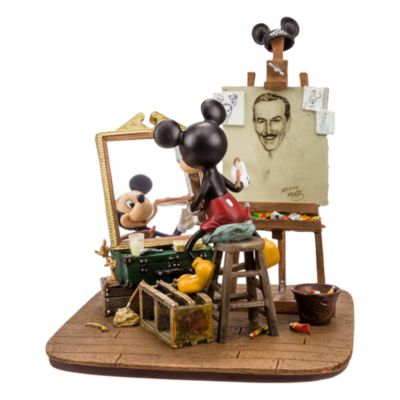 Disneyland Paris Mickey Mouse Painting  and Walt Disney Figurine