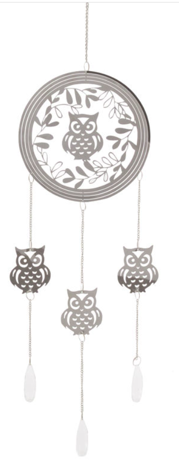 Silver Crystal Chime - Owl