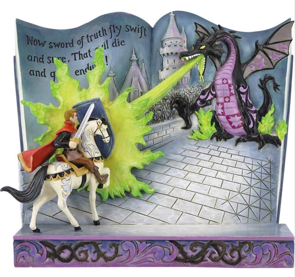 Disney Traditions Sleeping Beauty Prince Phillip and Maleficent Battle Statue Story Book