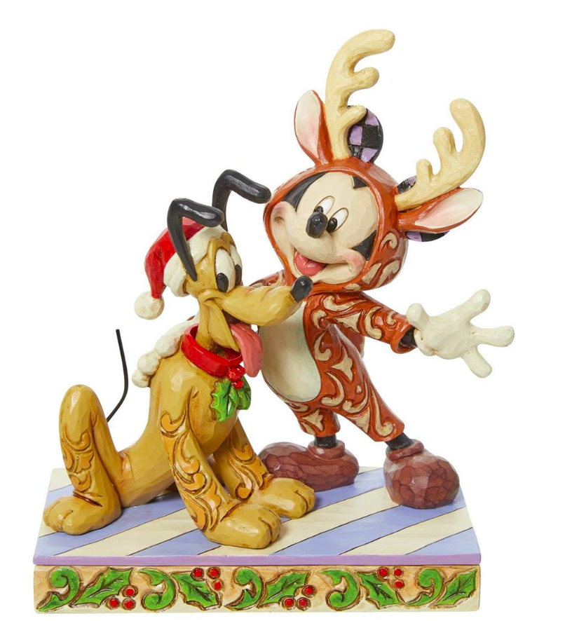 Disney Traditions Mickey Mouse Reindeer and Pluto Santa